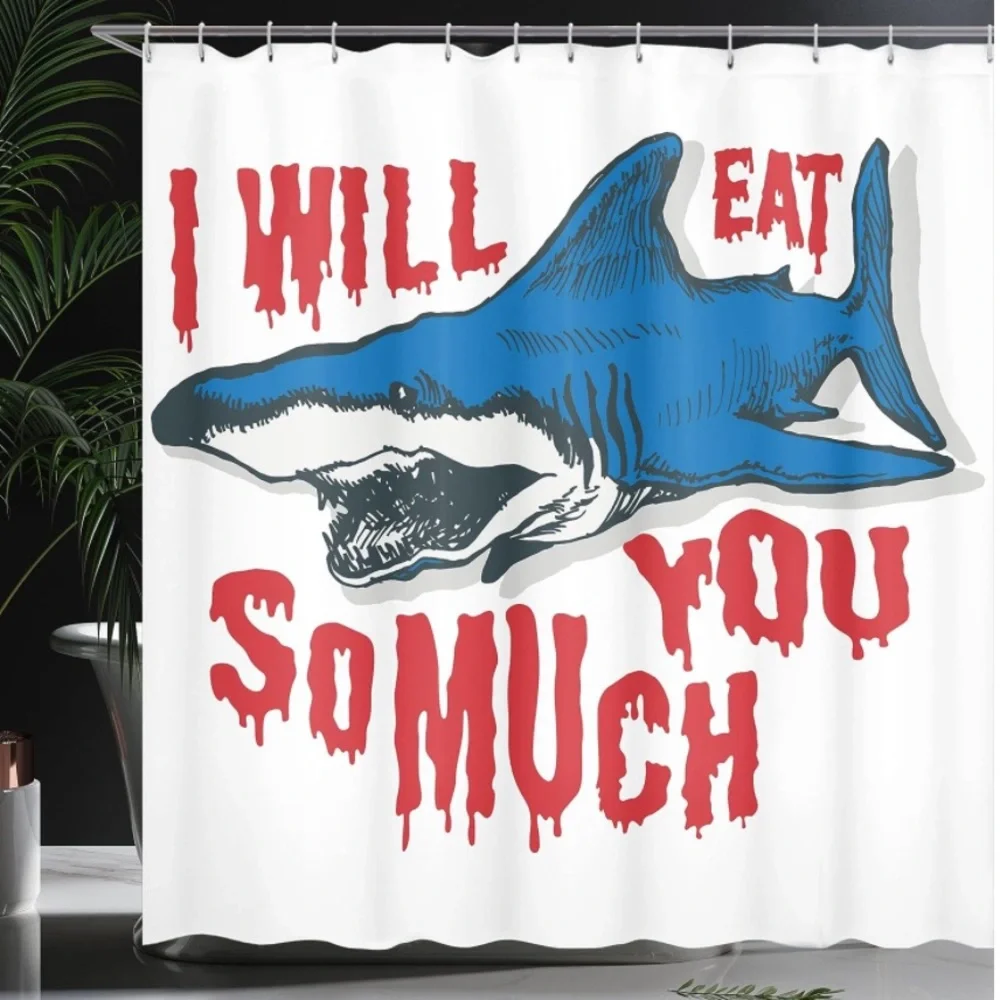 Ambesonne Shark Shower Curtain, Shark with Alluring Eat You 69